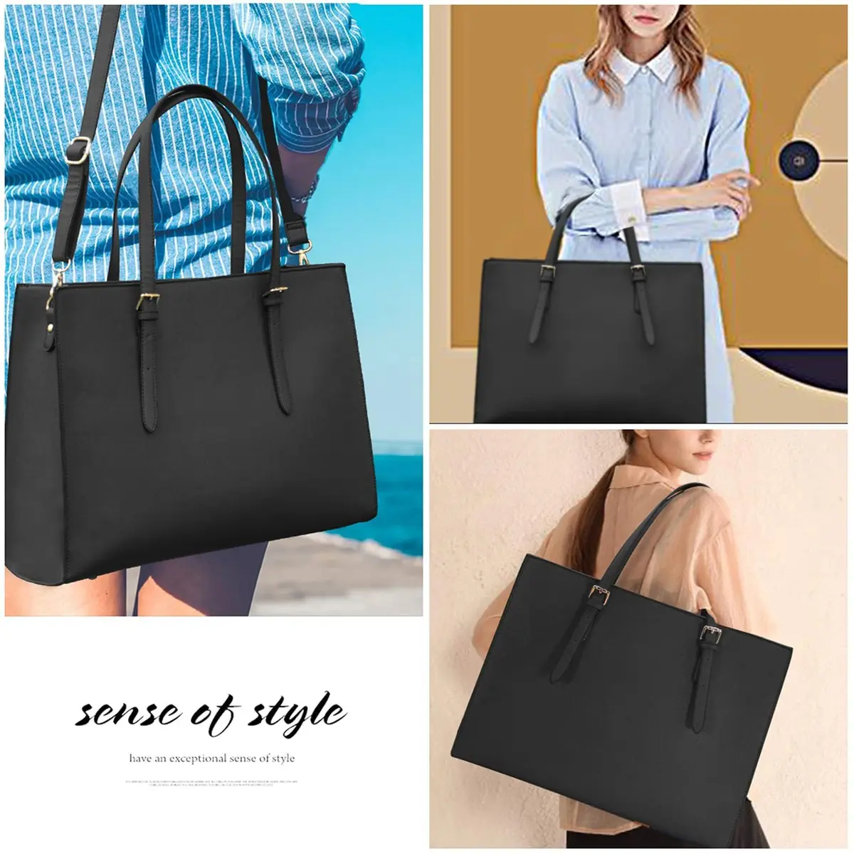 NUBILY Laptop Bag for Women 15.6" Vegan Leather Tote | Water-Resistant, Lightweight & Stylish - view 2