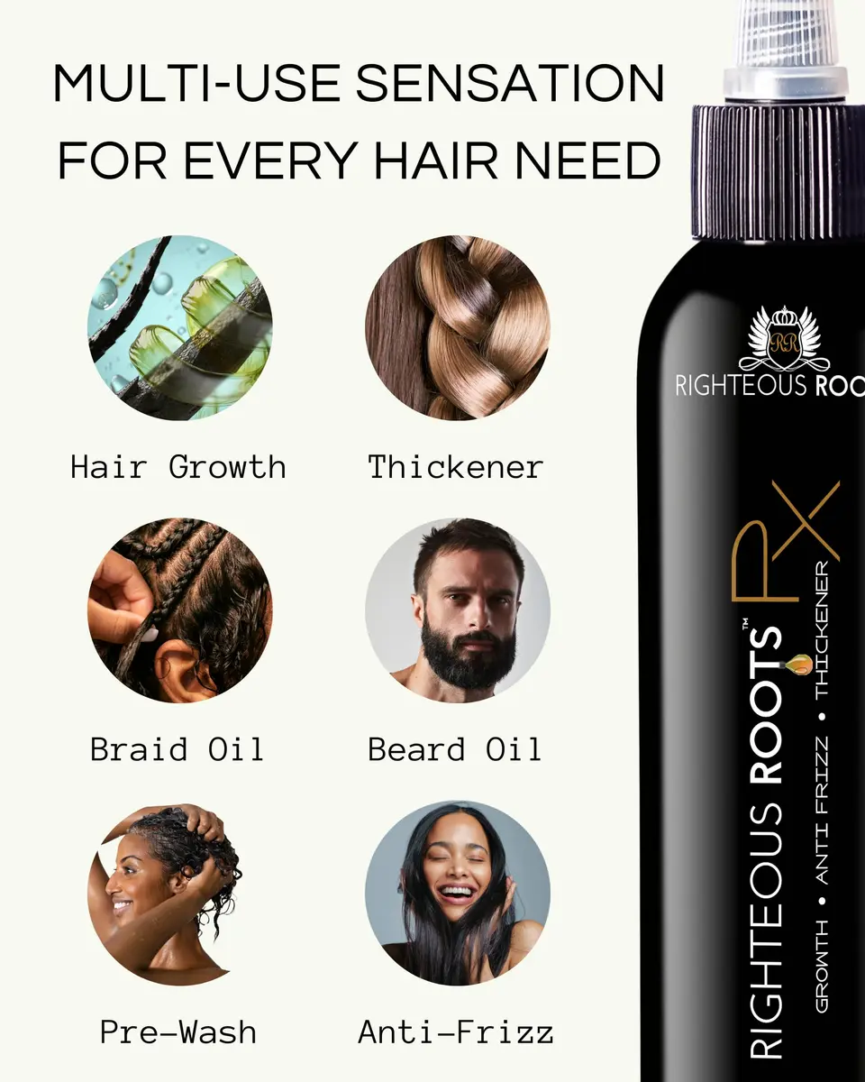 Righteous Roots Hair Oil for Hair Growth, Anti Frizz & Thickening (4 fl oz, Pack of 2) | Supports Hair Growth & Detangles - view 2