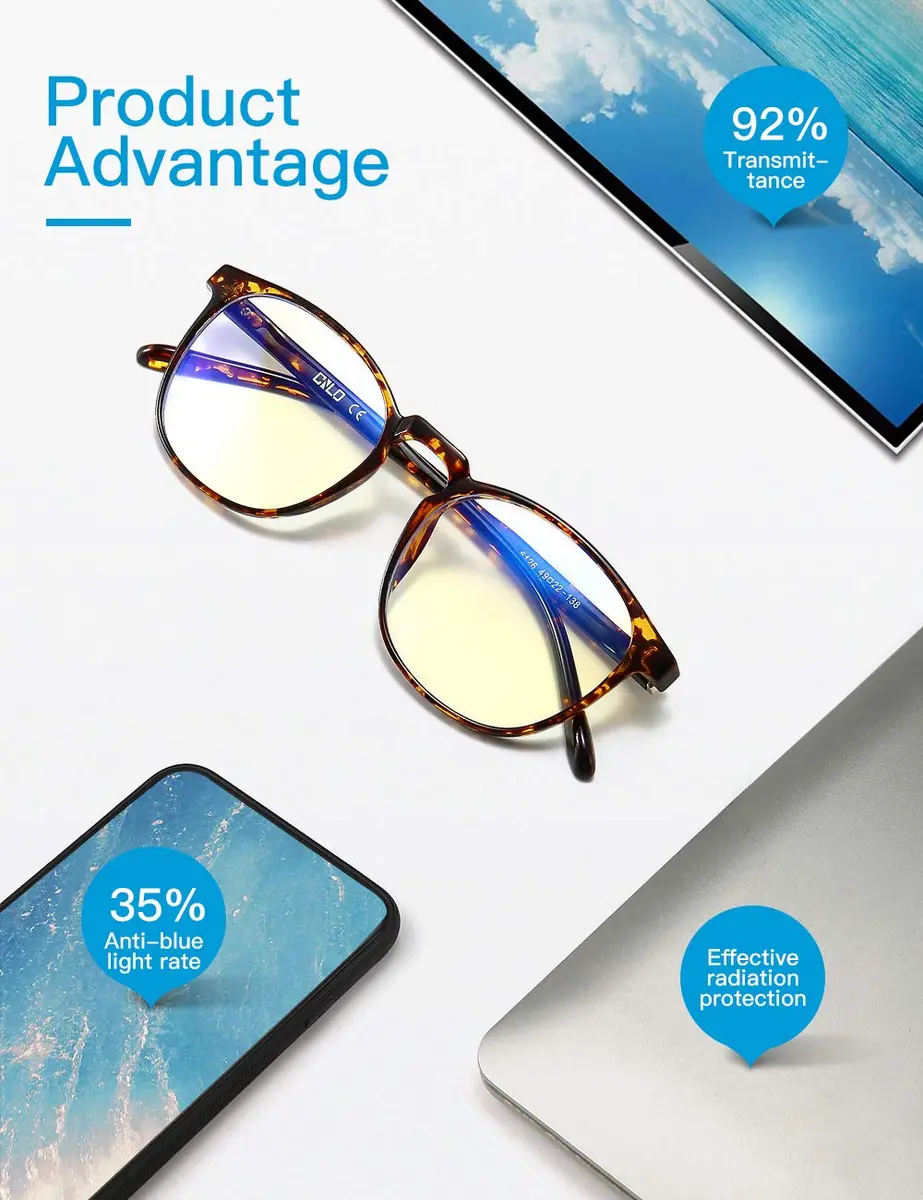 CNLO Blue Light Blocking Glasses Amber | Anti Eyestrain Computer Glasses for Men & Women - view 3