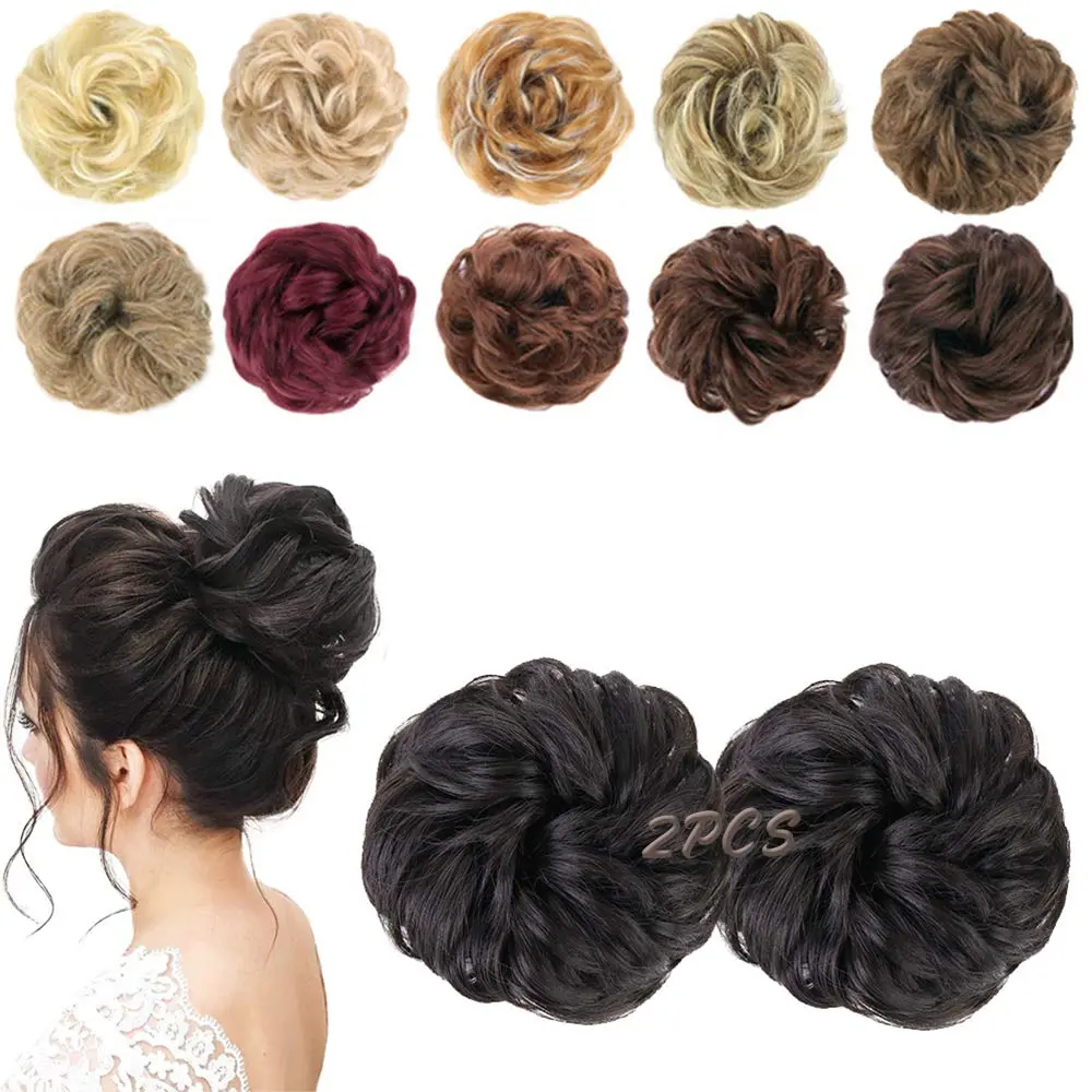 MORICA 2PCS Brown Black Messy Bun Hair Piece for Women, Heat Resistant Synthetic Fiber, 6 inches | Adds Volume & Fullness - main product image