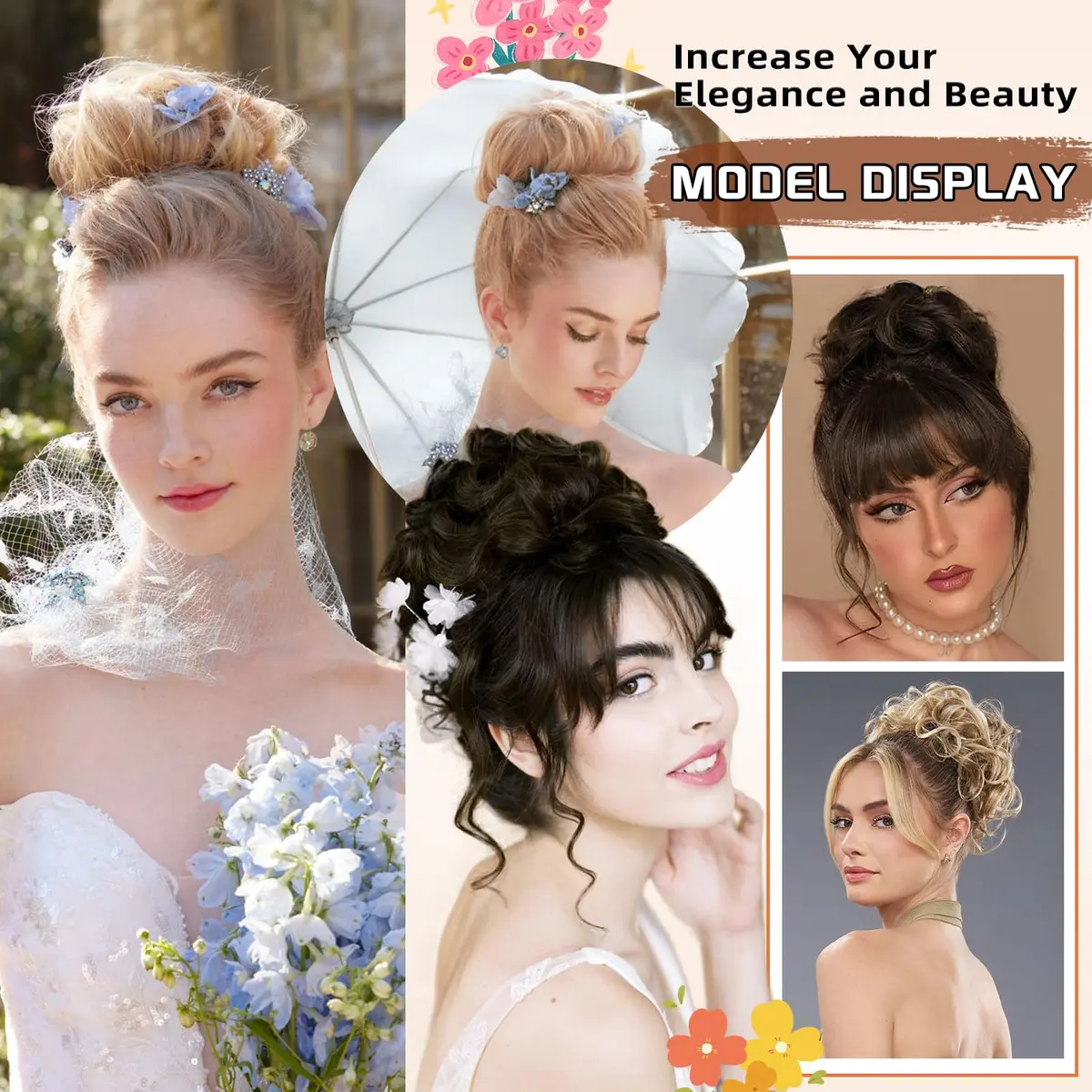 MORICA 2PCS Brown Black Messy Bun Hair Piece for Women, Heat Resistant Synthetic Fiber, 6 inches | Adds Volume & Fullness - view 6