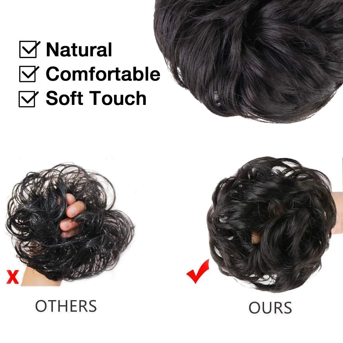 MORICA 2PCS Brown Black Messy Bun Hair Piece for Women, Heat Resistant Synthetic Fiber, 6 inches | Adds Volume & Fullness - view 4