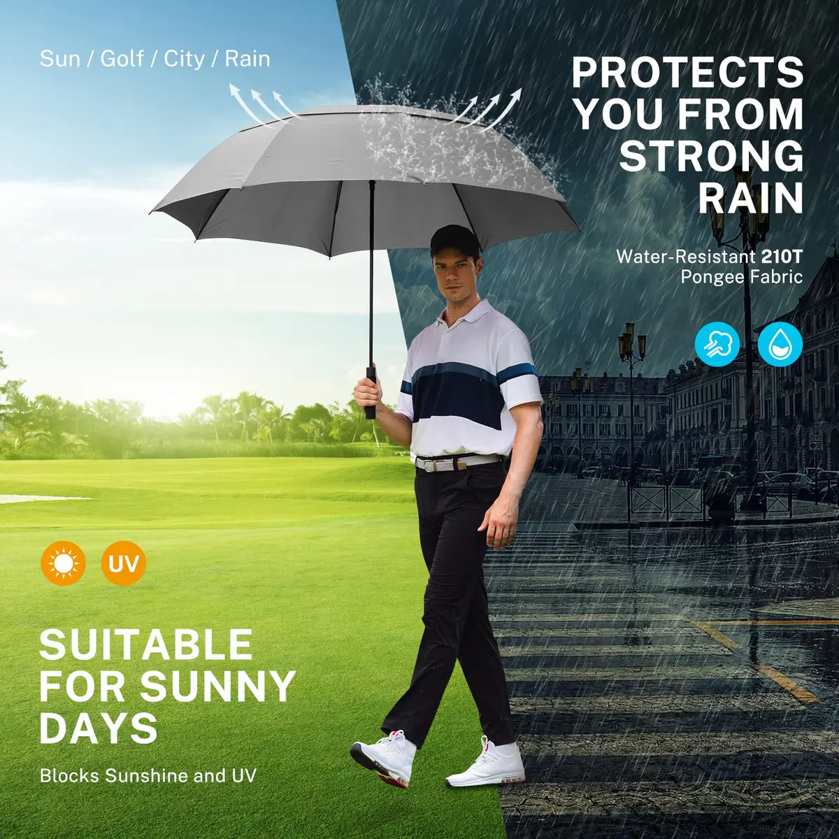 Gonex 68 Inch Golf Umbrella, Auto Open, Windproof, UV Protection | Large 68" Cover for Golf & Travel - view 4