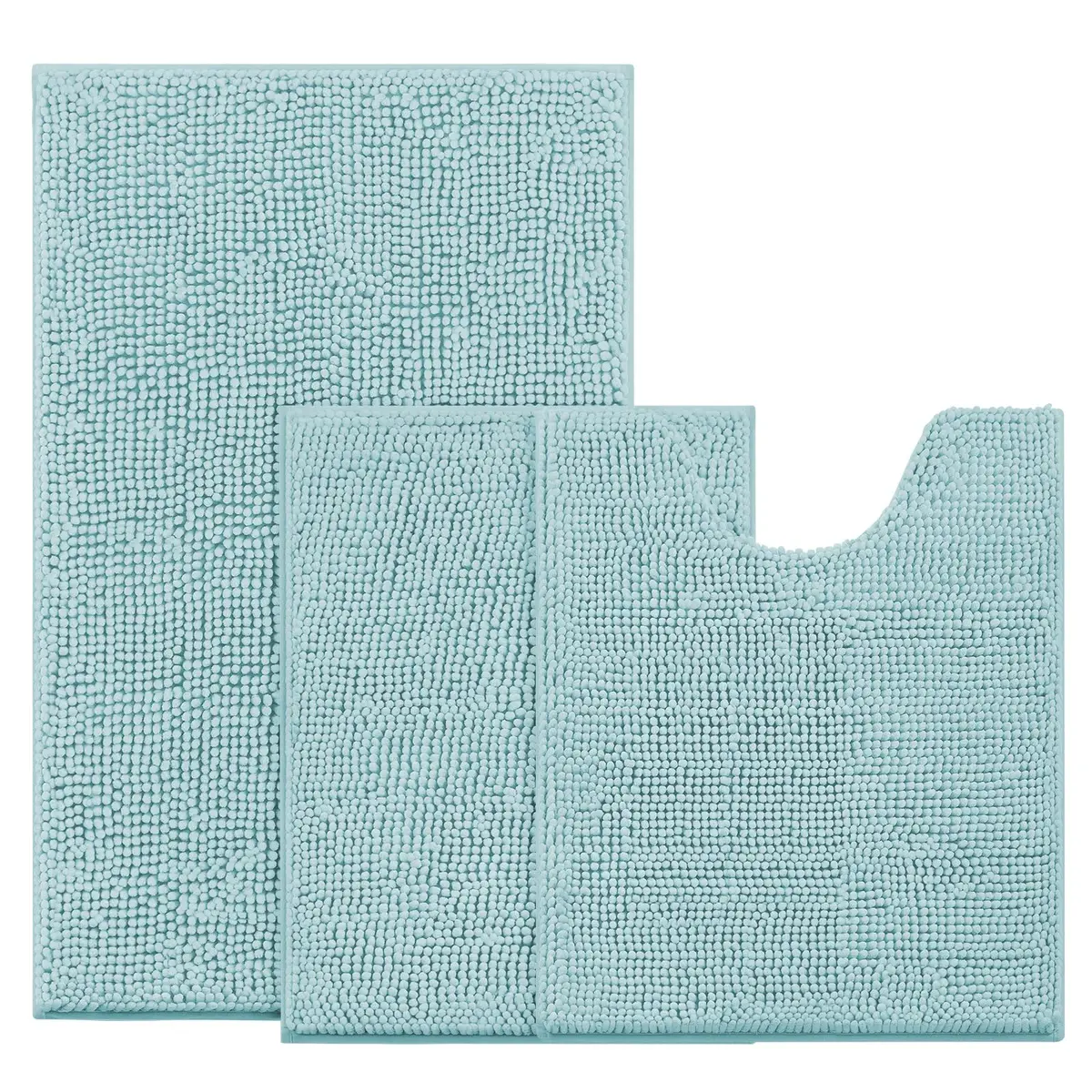 BYSURE Light Blue Bathroom Rugs Sets 3 Piece Non Slip Plush Chenille Washable - main product image