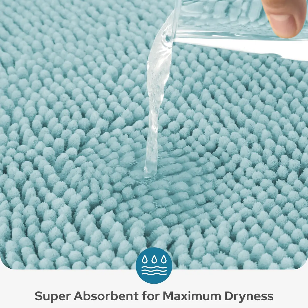 BYSURE Light Blue Bathroom Rugs Sets 3 Piece Non Slip Plush Chenille Washable - view 3