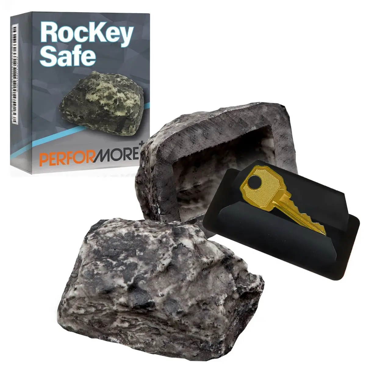Performore Realistic Fake Rock Key Hider | Blends with Landscaping, 8.6cm (3.4") x 5cm (2") - main product image