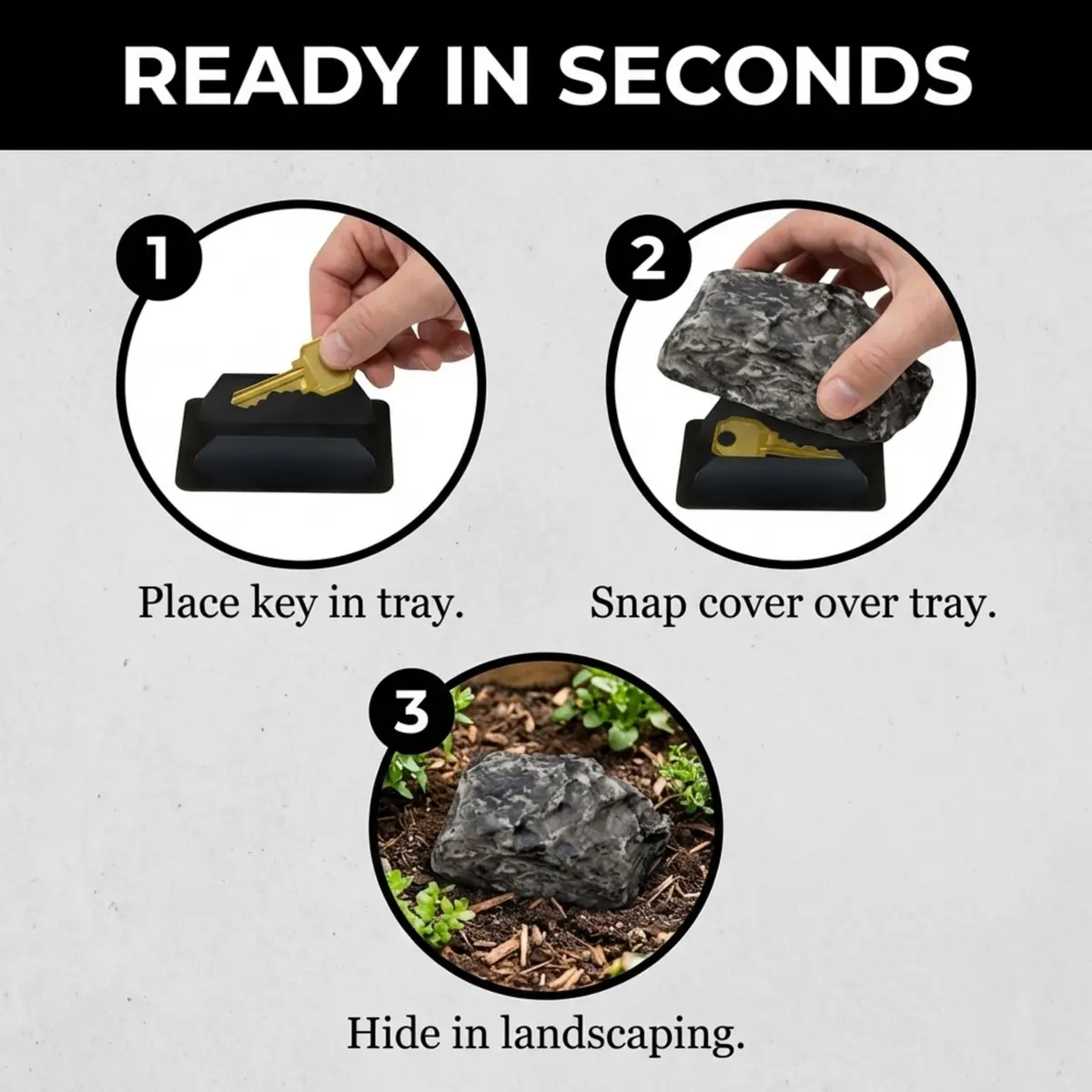 Performore Realistic Fake Rock Key Hider | Blends with Landscaping, 8.6cm (3.4") x 5cm (2") - view 6