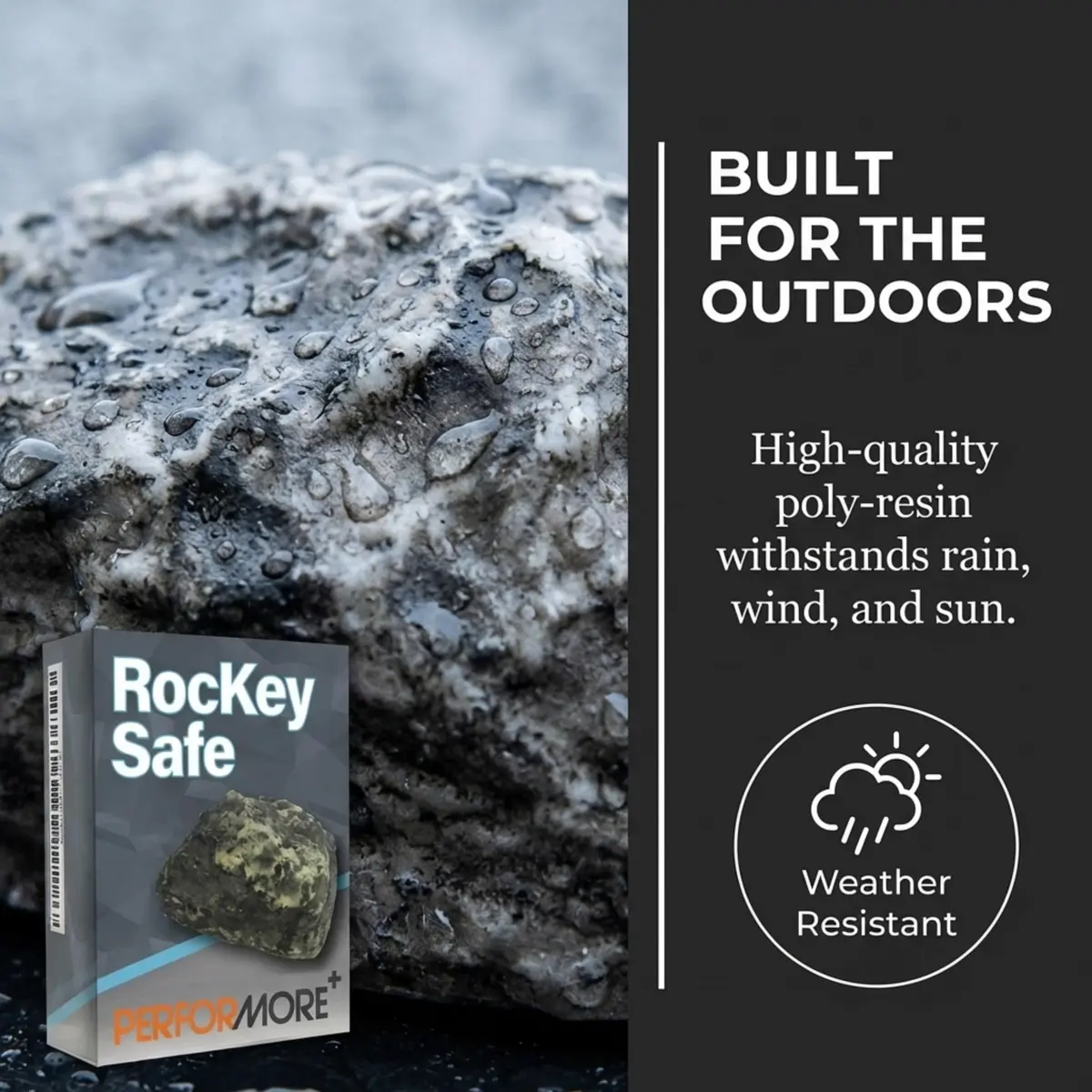Performore Realistic Fake Rock Key Hider | Blends with Landscaping, 8.6cm (3.4") x 5cm (2") - view 7