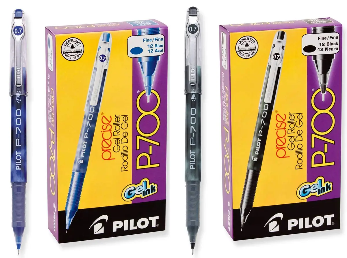 Pilot P-700 Rollerball Stick Gel Pen (24 Pack, Black/Blue) | Refillable Gel Ink Pen for Smooth Writing - main product image