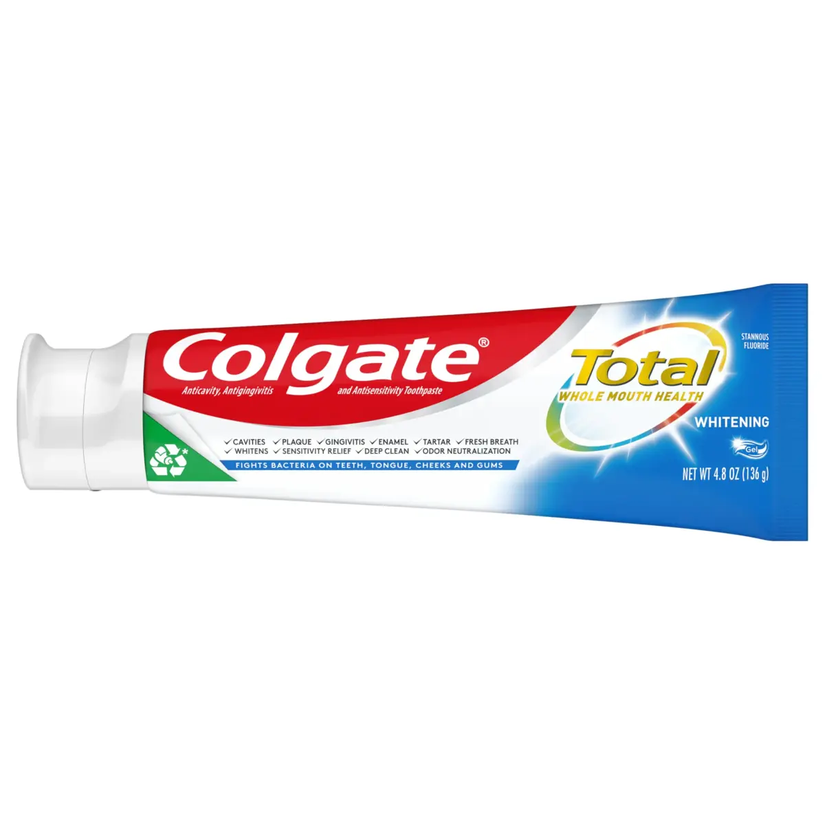 Colgate Total Teeth Whitening Gel Toothpaste 4.8 oz (142 ml) | Fights Bacteria for Whole Mouth Health - view 3