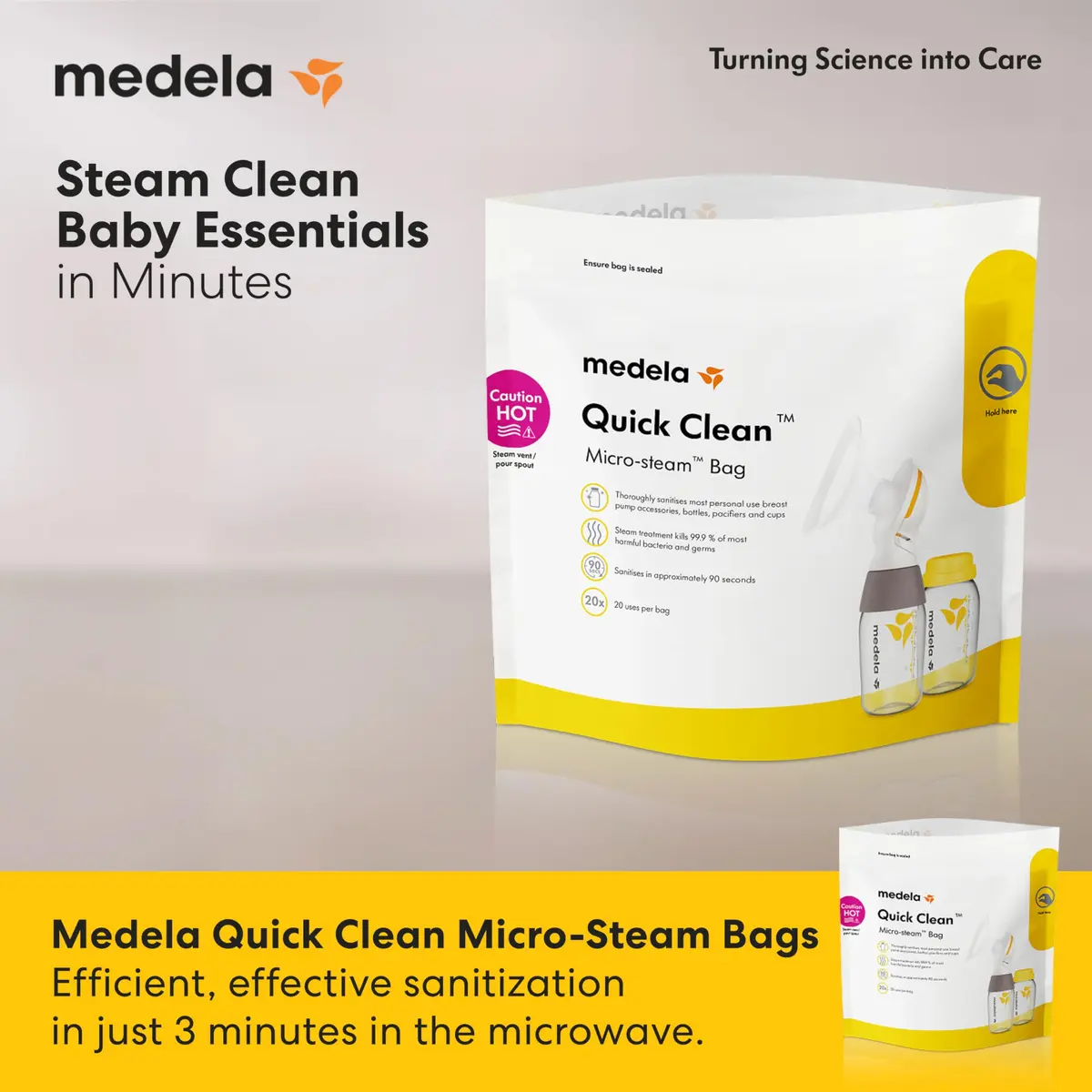 Medela Quick Clean Micro-Steam Bags | Microwave Sterilizer for Baby Bottles & Pump Parts | 12Ct - view 2