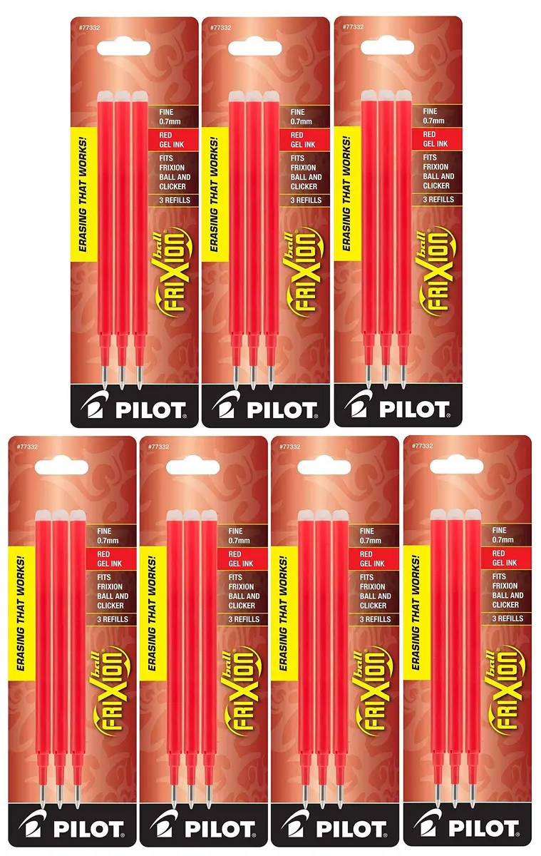 Pilot Gel Ink Refills for FriXion Erasable Gel Ink Pen, Fine Point, Red Ink | 7 Pack, 21 Refills, USA Import - main product image