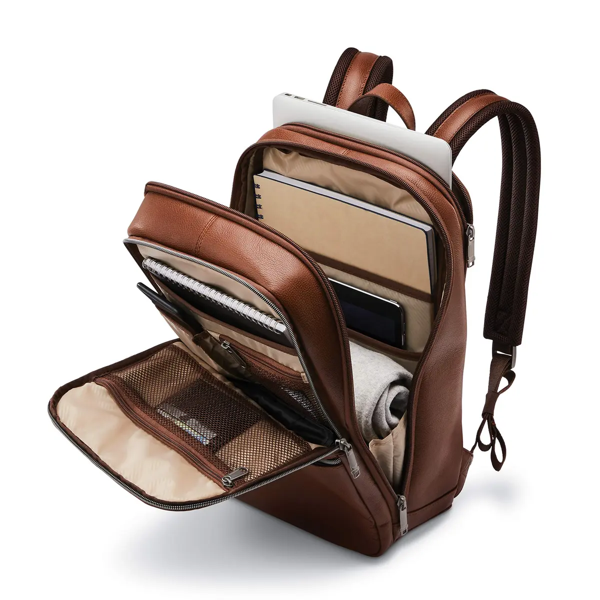 Samsonite Classic Leather Slim Backpack Cognac 22.2L (0.78 cu ft) | Professional Commuter Bag - view 6