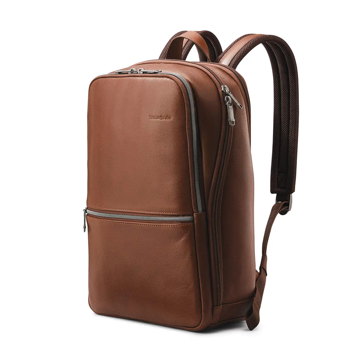 Samsonite Classic Leather Slim Backpack Cognac 22.2L (0.78 cu ft) | Professional Commuter Bag - main product image