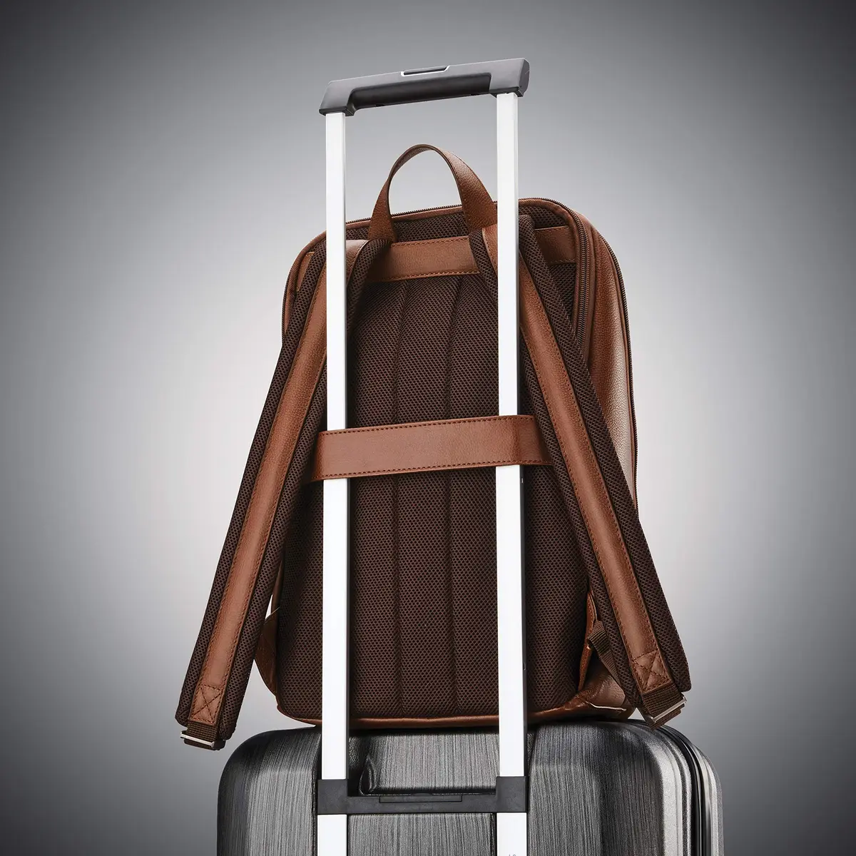 Samsonite Classic Leather Slim Backpack Cognac 22.2L (0.78 cu ft) | Professional Commuter Bag - view 8