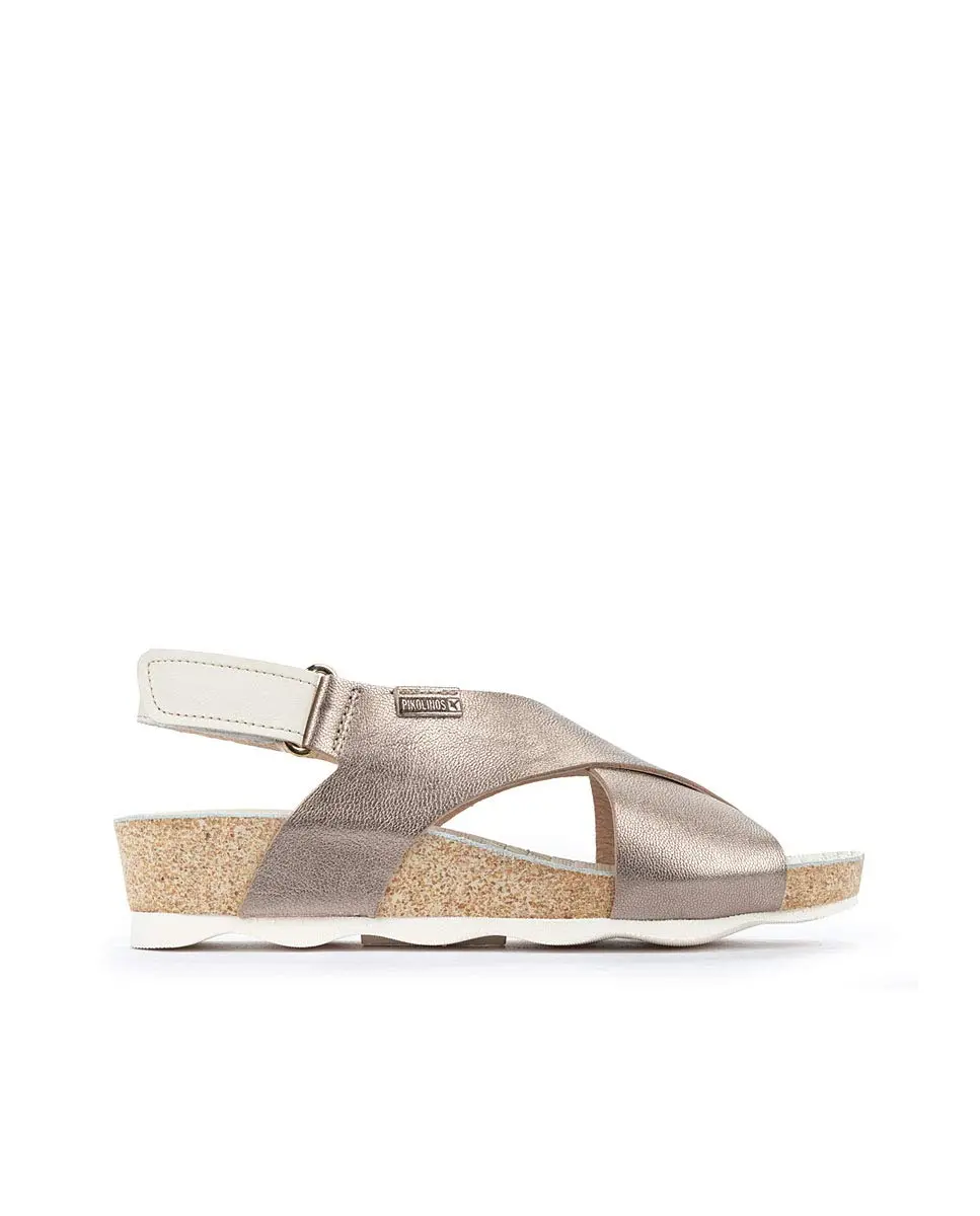 PIKOLINOS Mahon Wedge Sandals Women | Leather | Extra-Light | Silver - main product image