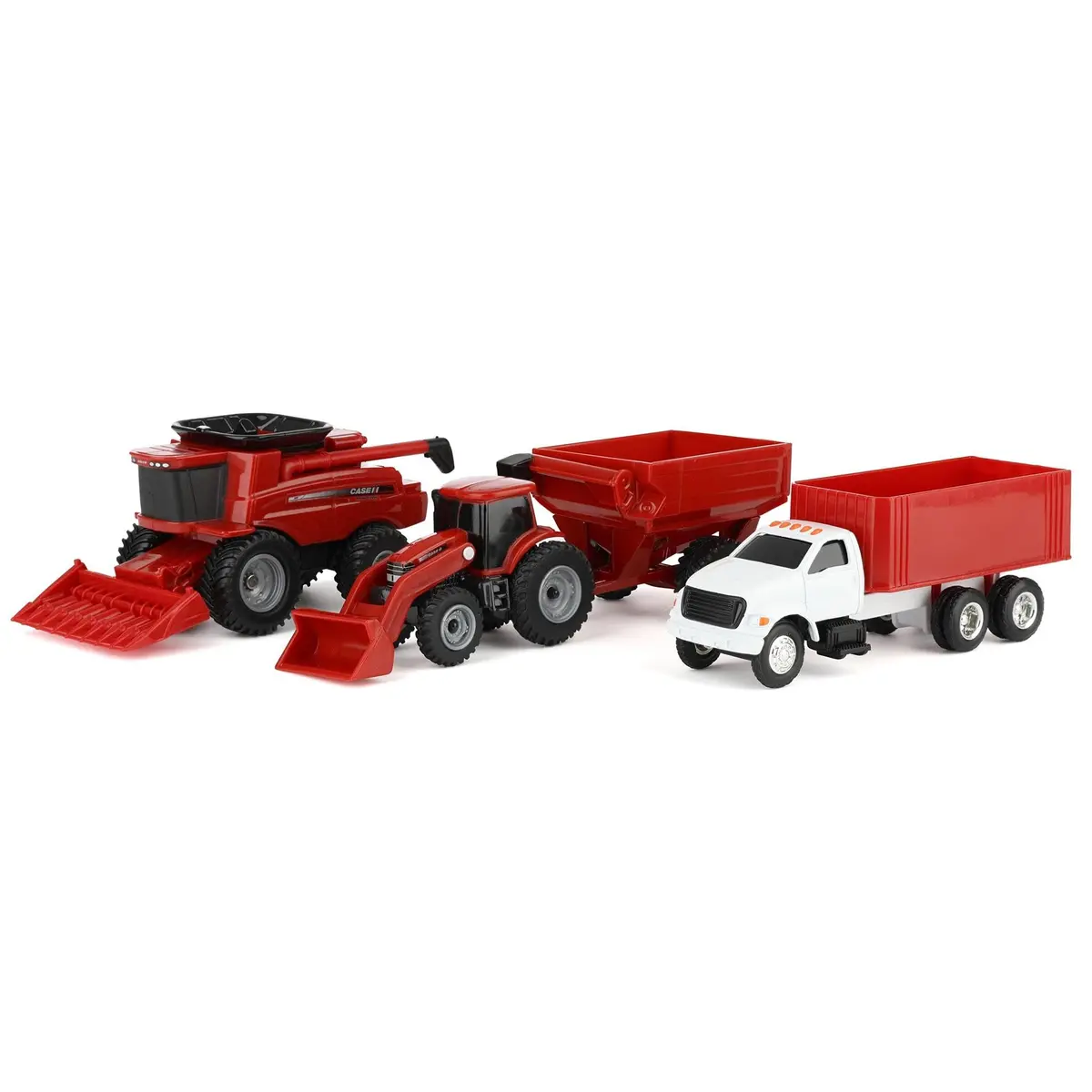 ERTL Case IH 4-Piece Farm Toy Set - 1:64 Scale - Includes John Deere Tractor with Loader, Combine, Grain Cart & Truck for Kids & Collectors - main product image