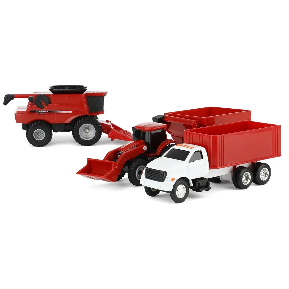 ERTL Case IH 4-Piece Farm Toy Set - 1:64 Scale - Includes John Deere Tractor with Loader, Combine, Grain Cart & Truck for Kids & Collectors - view 3