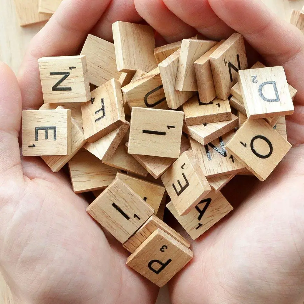 TMEEIHNSS 100Pcs Wooden Alphabet Tiles for Crafts & Wall Art | Solid Wood, 18x20mm, 4mm Thick - view 3