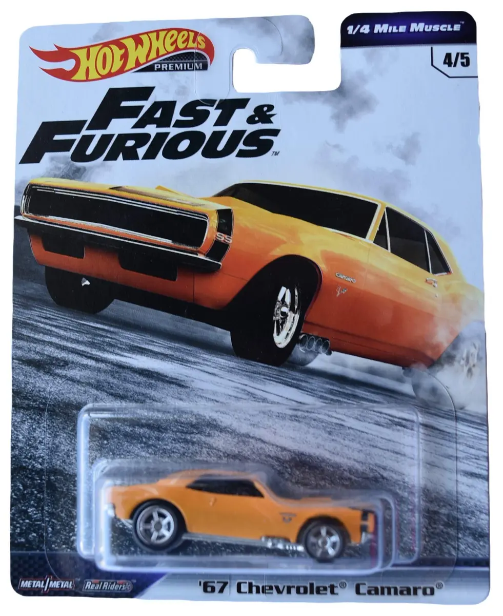 Hot Wheels 1/4 Mile Muscle '67 Chevrolet Camaro 4/5, Yellow | Fast & Furious Collectible Toy - main product image