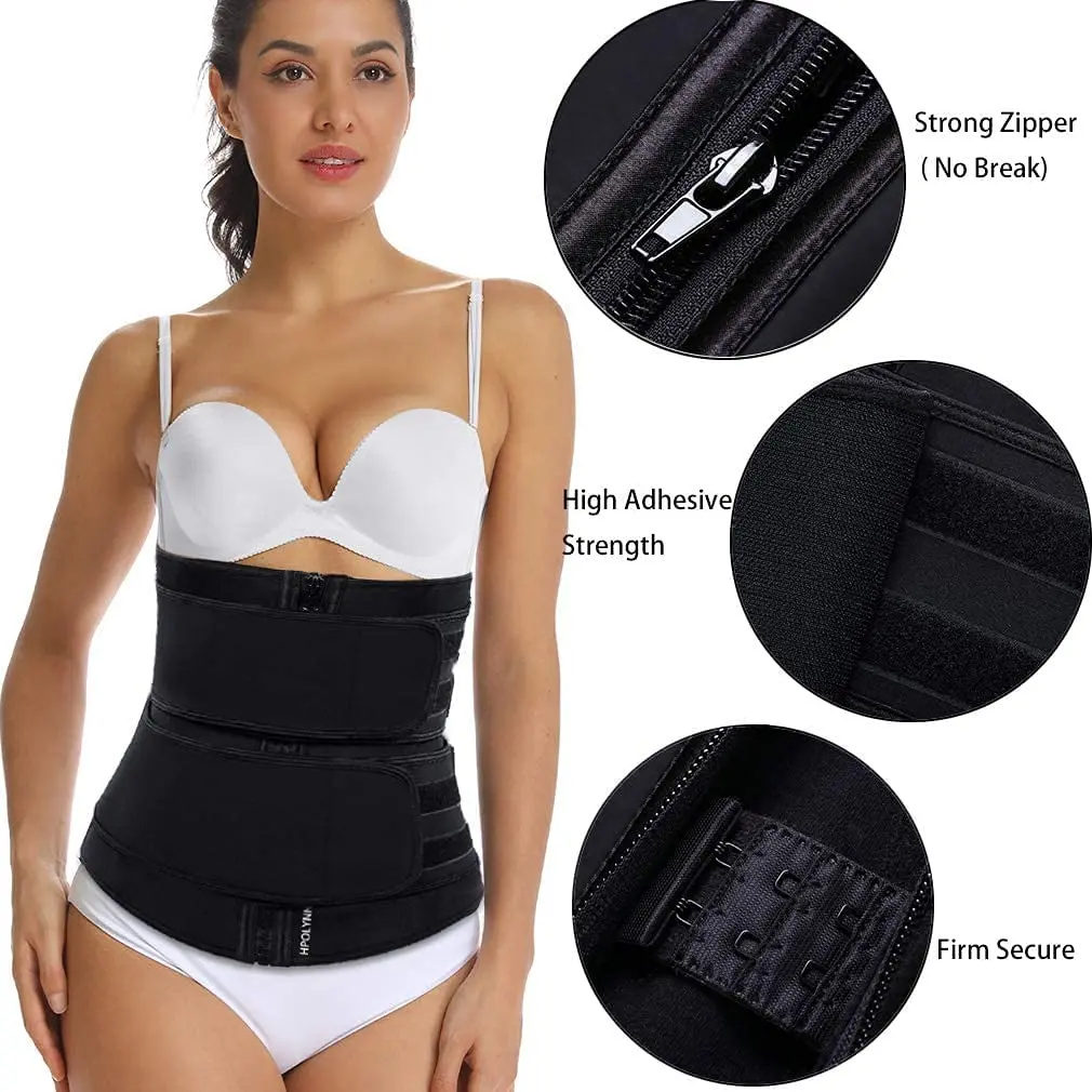 HOPLYNN Sweat Waist Trainer Body Shaper for Women Two Belts Black Medium | Tummy Control & Posture Support - view 4
