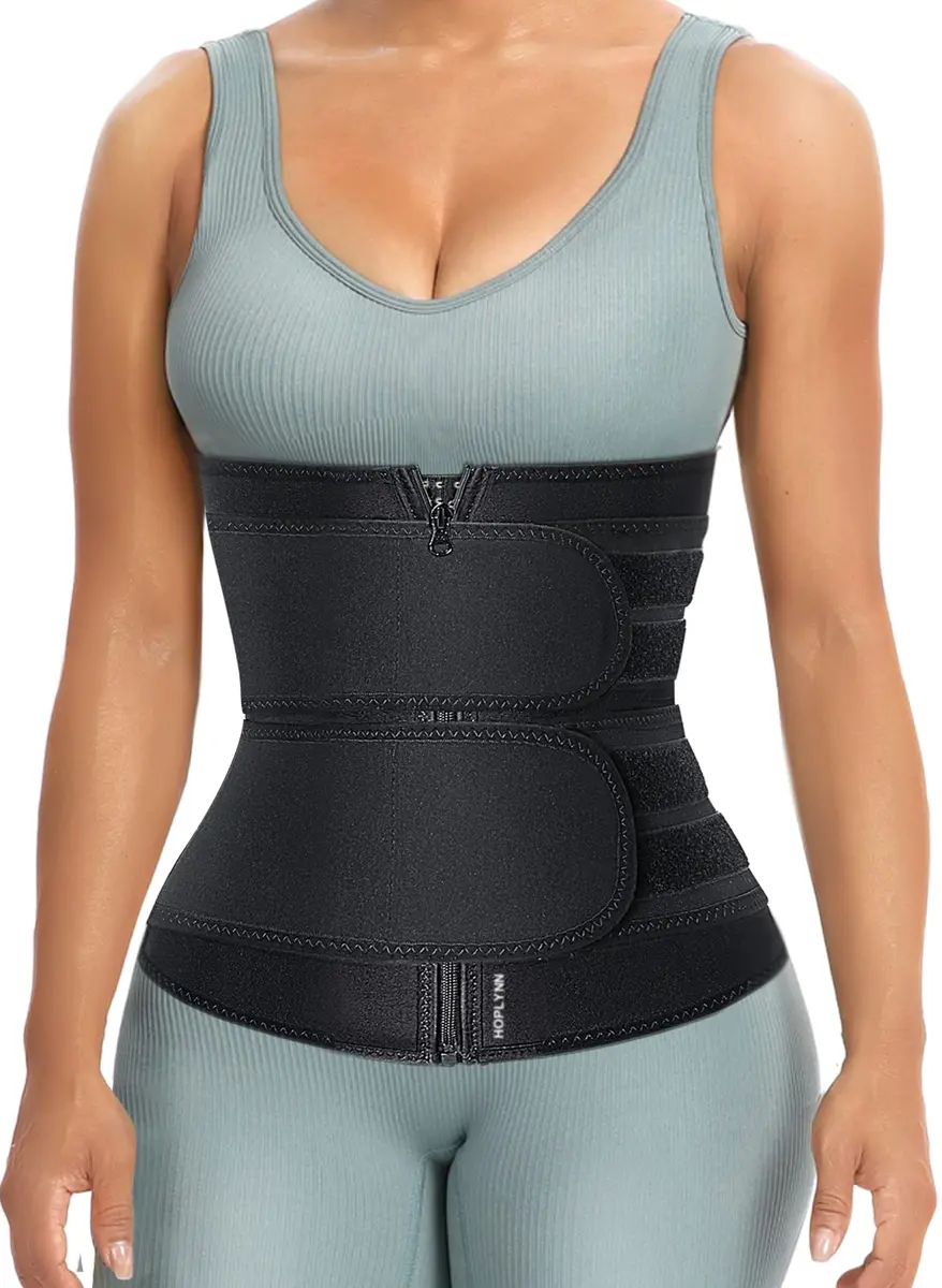 HOPLYNN Sweat Waist Trainer Body Shaper for Women Two Belts Black Medium | Tummy Control & Posture Support - main product image