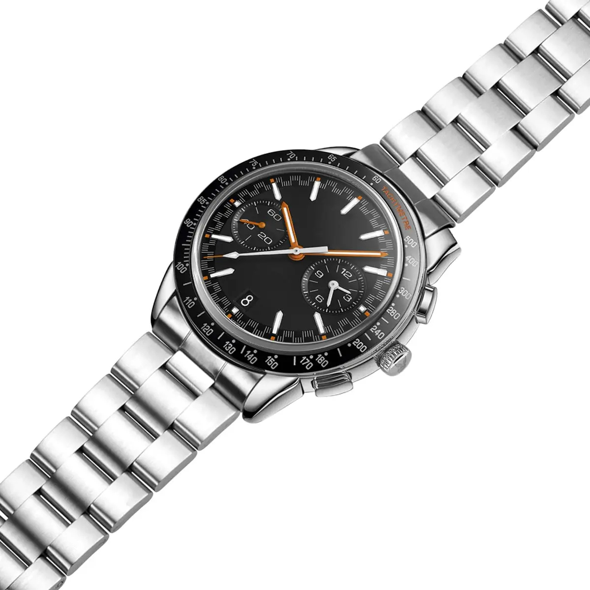 Juntan Stainless Steel Watch Band 22mm | Curved End Tapered Metal Strap with Double Lock Buckle - view 2