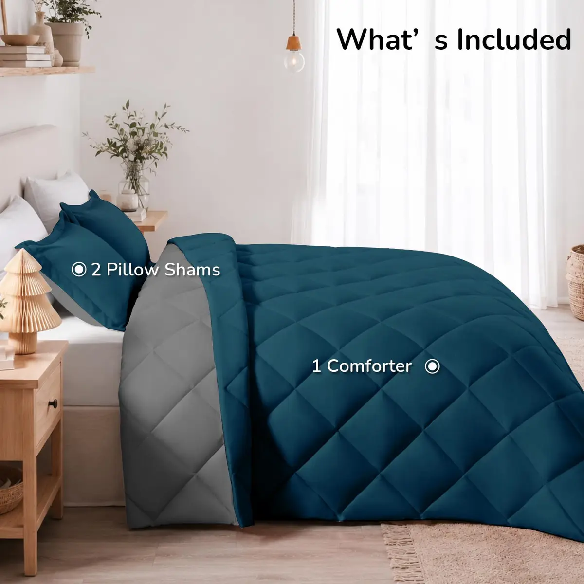 downluxe Twin Comforter Set Soft Reversible 2 Pieces | All-Season Cozy Bedding - view 9