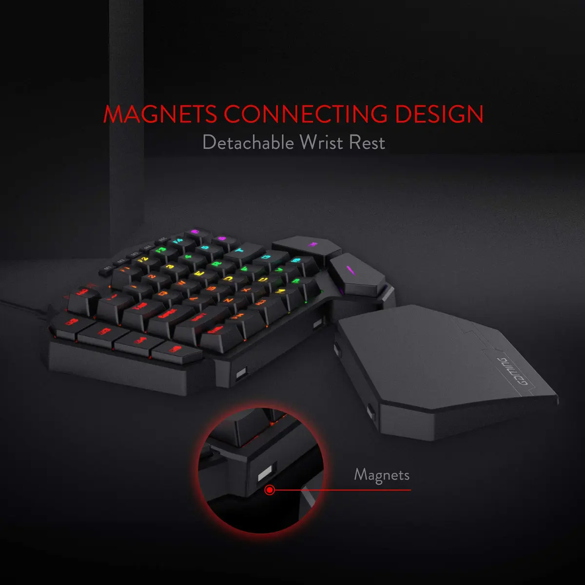 Redragon K585 DITI One-Handed RGB Mechanical Gaming Keypad with Hot-Swappable Switches & Wrist Rest | 42-Key Tactical Layout - view 5