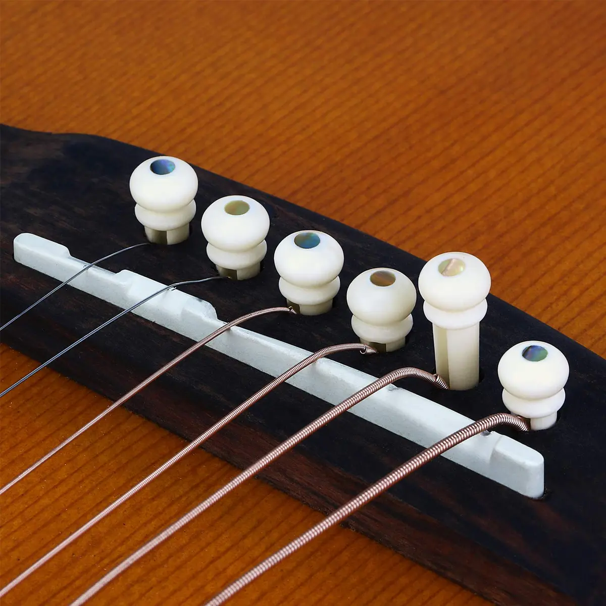 Donner White Bone Acoustic Guitar Bridge Pins 6PCS with Abalone Dot & Puller | Standard Size 5.0mm Slot - view 7