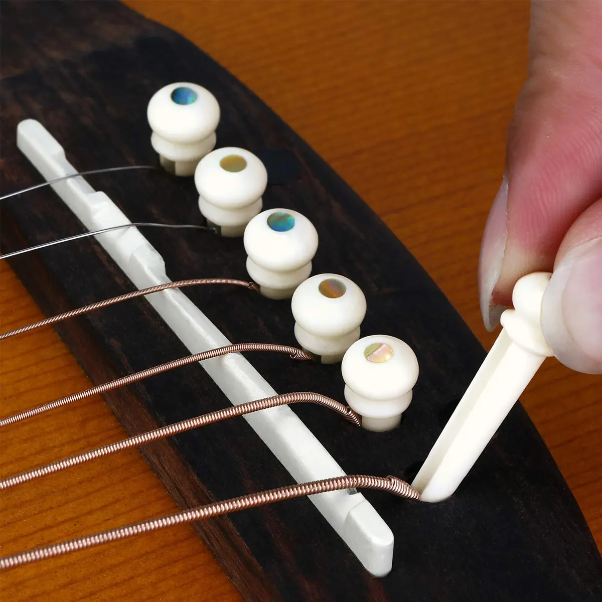 Donner White Bone Acoustic Guitar Bridge Pins 6PCS with Abalone Dot & Puller | Standard Size 5.0mm Slot - view 8