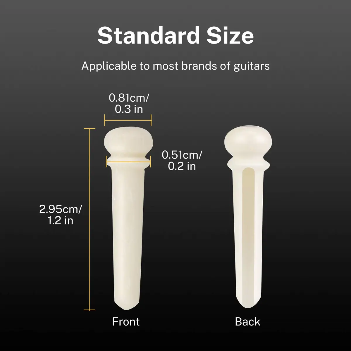 Donner White Bone Acoustic Guitar Bridge Pins 6PCS with Abalone Dot & Puller | Standard Size 5.0mm Slot - view 2