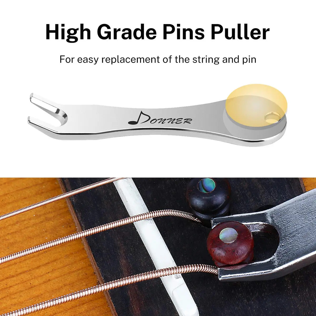 Donner Brown Cocobolo Acoustic Guitar Bridge Pins with Abalone Dot (6 PCS, 5mm Slot) | Enhanced Sustain & Resonance - view 5