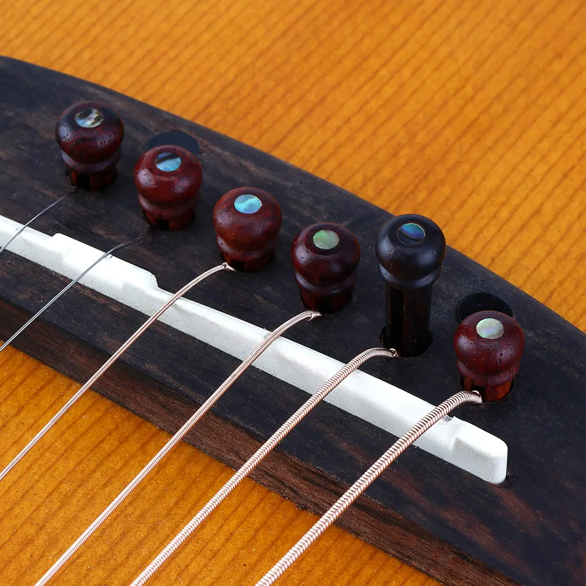 Donner Brown Cocobolo Acoustic Guitar Bridge Pins with Abalone Dot (6 PCS, 5mm Slot) | Enhanced Sustain & Resonance - view 7