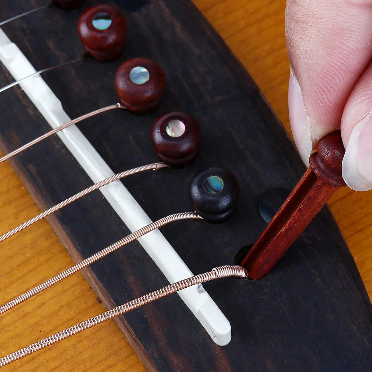 Donner Brown Cocobolo Acoustic Guitar Bridge Pins with Abalone Dot (6 PCS, 5mm Slot) | Enhanced Sustain & Resonance - view 8