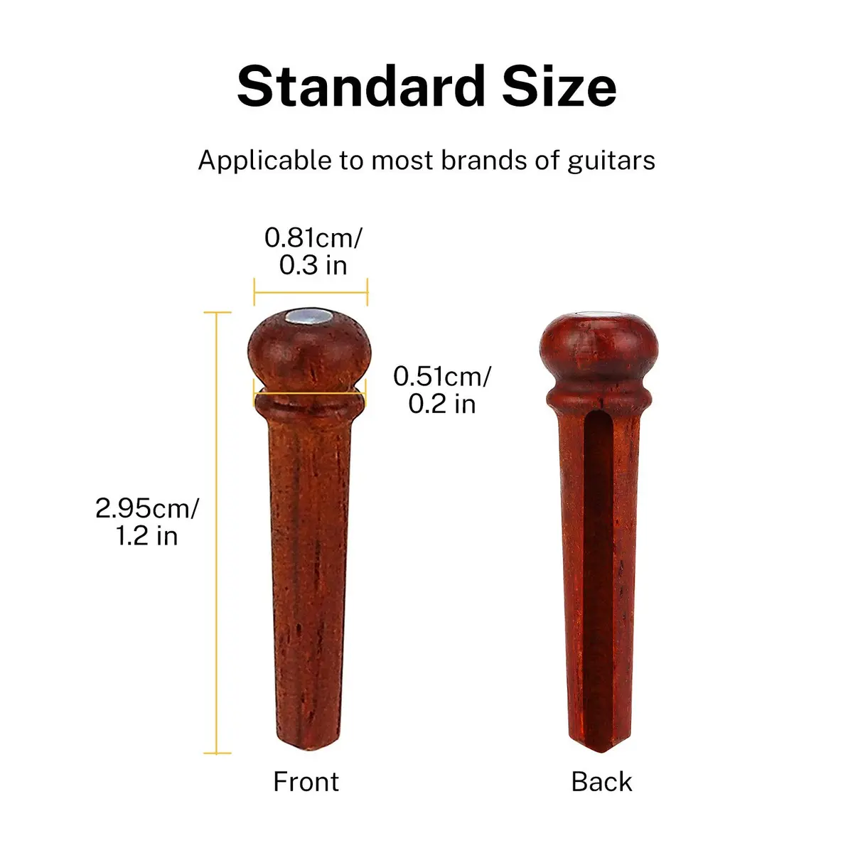 Donner Brown Cocobolo Acoustic Guitar Bridge Pins with Abalone Dot (6 PCS, 5mm Slot) | Enhanced Sustain & Resonance - view 4