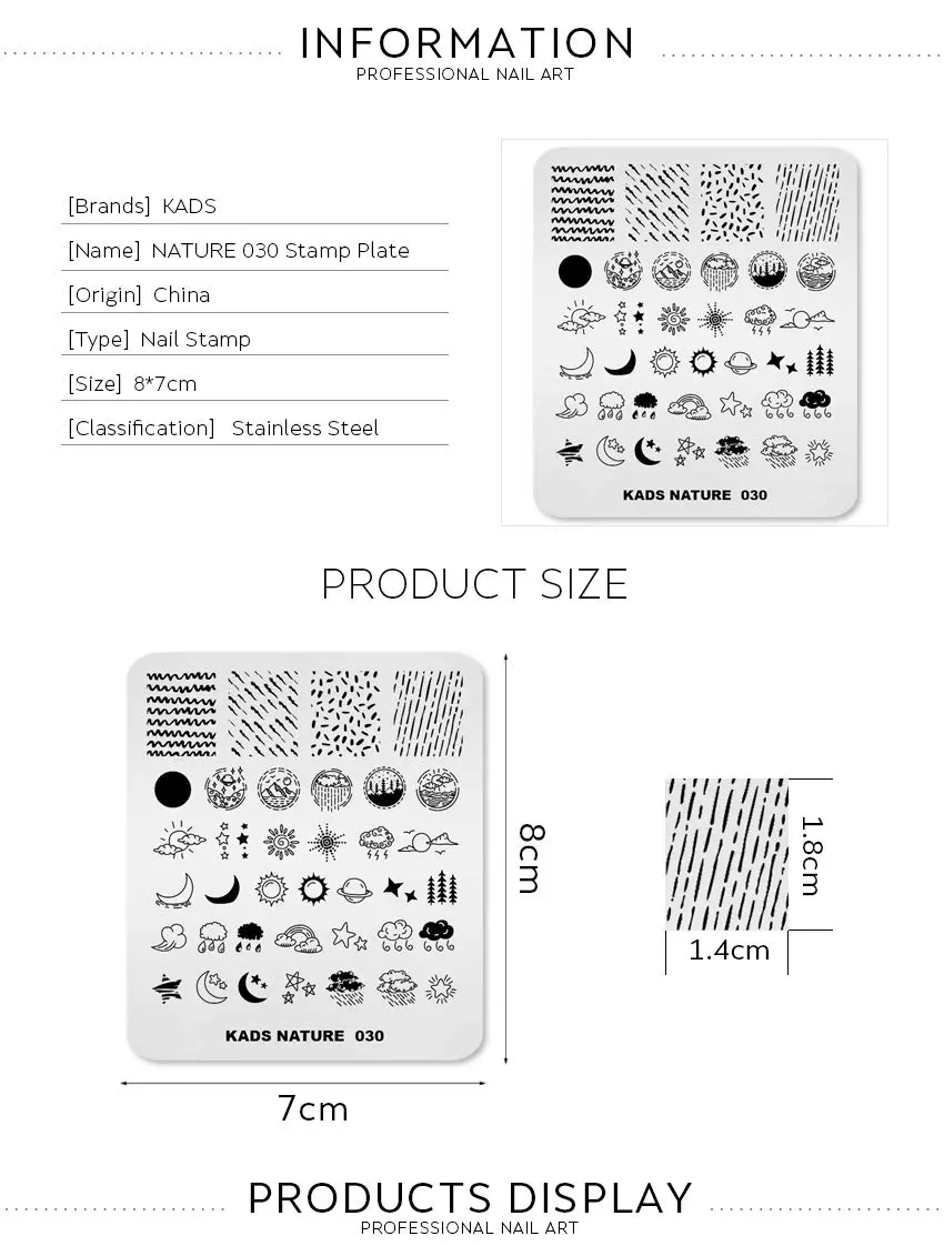 KADS Nail Stamping Plates Nature Template Image Design for Art Decoration and DIY Nail Art (NA030) | Reusable Stainless Steel Nail Art Plate - view 5