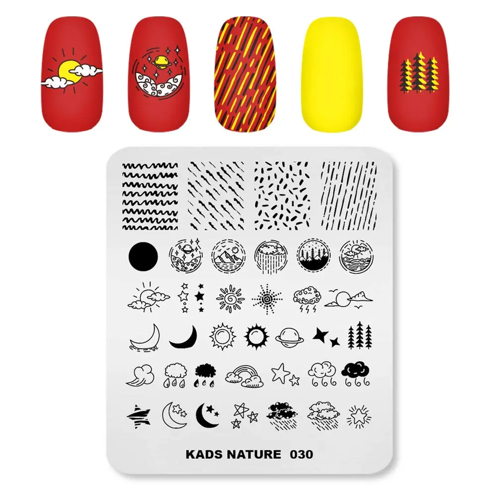 KADS Nail Stamping Plates Nature Template Image Design for Art Decoration and DIY Nail Art (NA030) | Reusable Stainless Steel Nail Art Plate - main product image