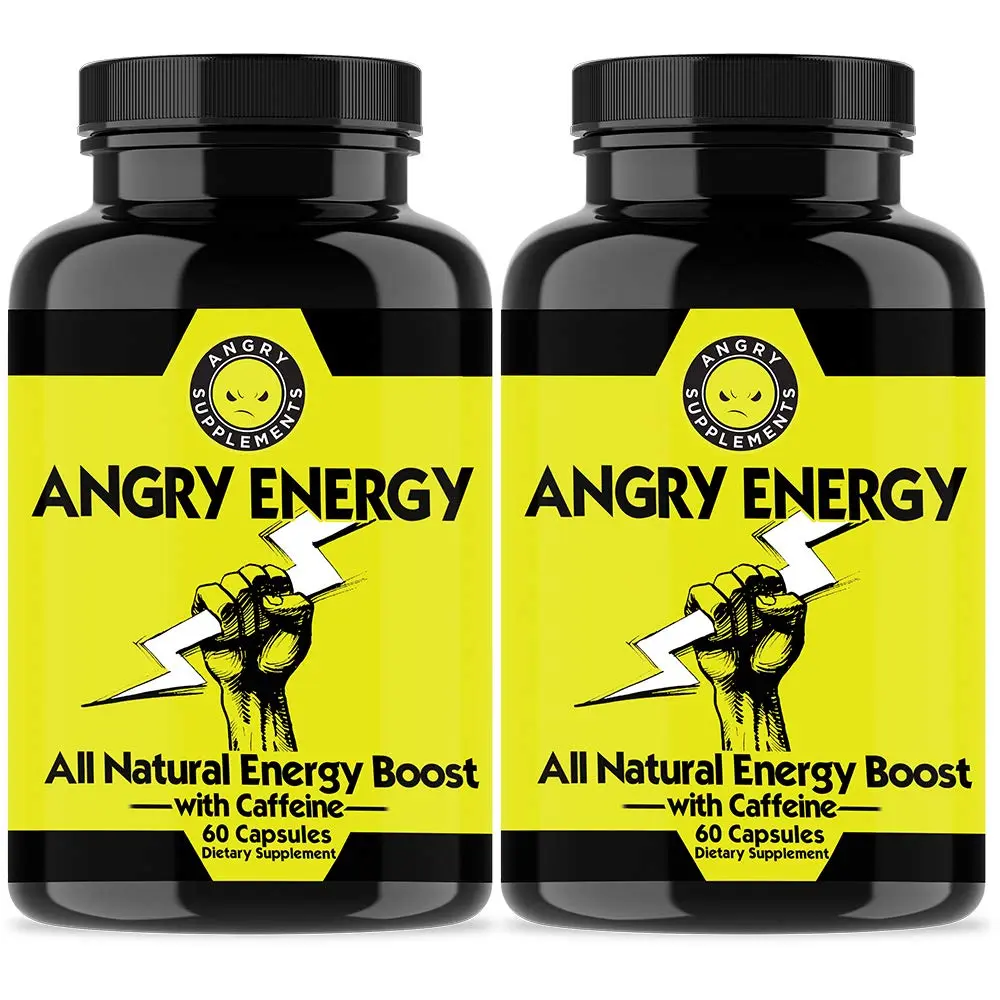 Angry Supplements Angry Energy Capsules 60 Count | Natural Non-GMO Energy Booster for Focus & Stamina - main product image