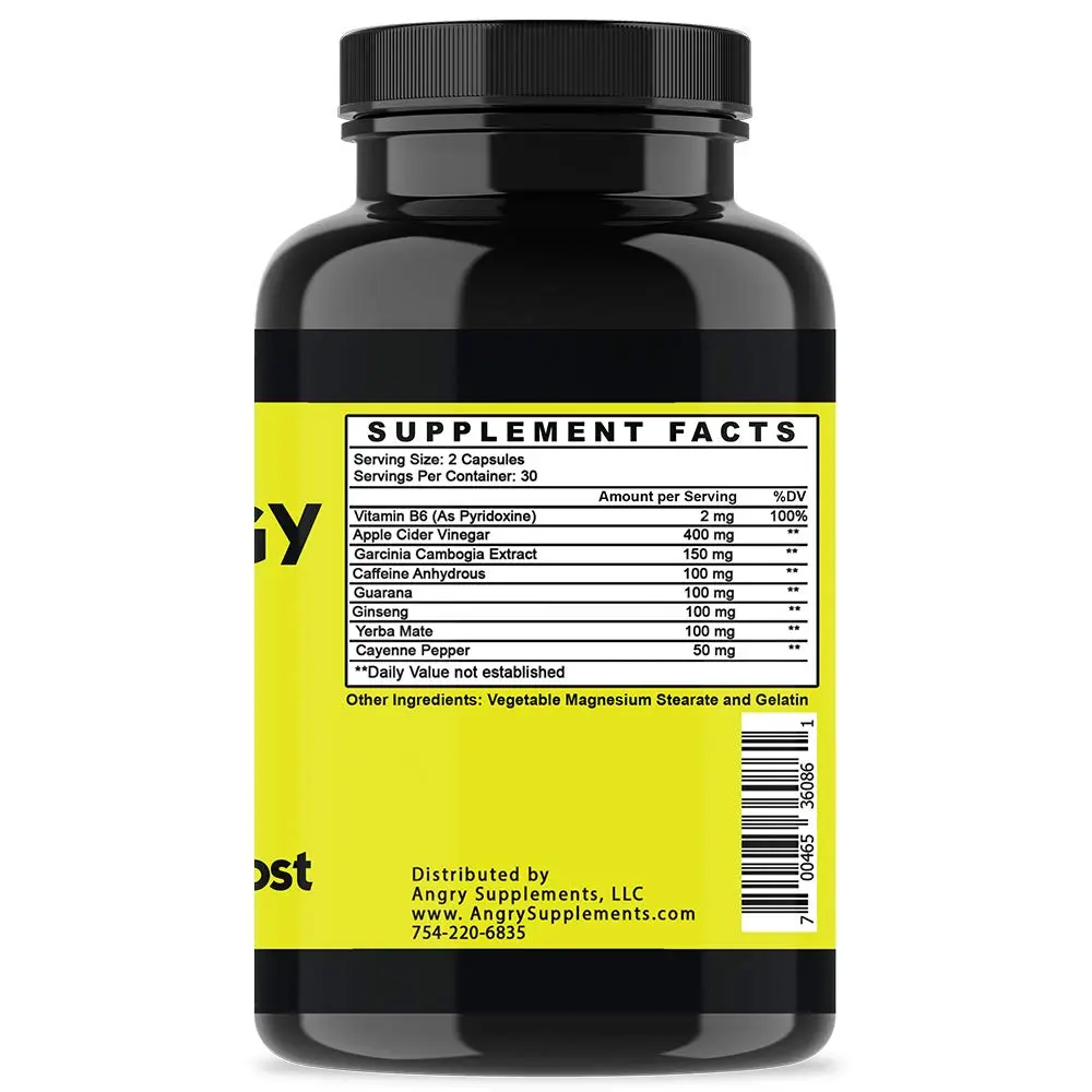 Angry Supplements Angry Energy Capsules 60 Count | Natural Non-GMO Energy Booster for Focus & Stamina - view 6