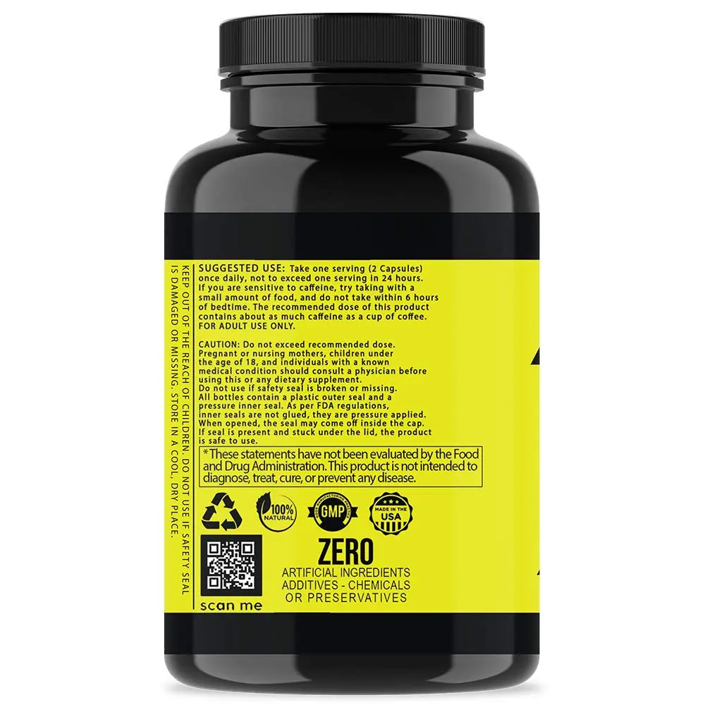 Angry Supplements Angry Energy Capsules 60 Count | Natural Non-GMO Energy Booster for Focus & Stamina - view 4