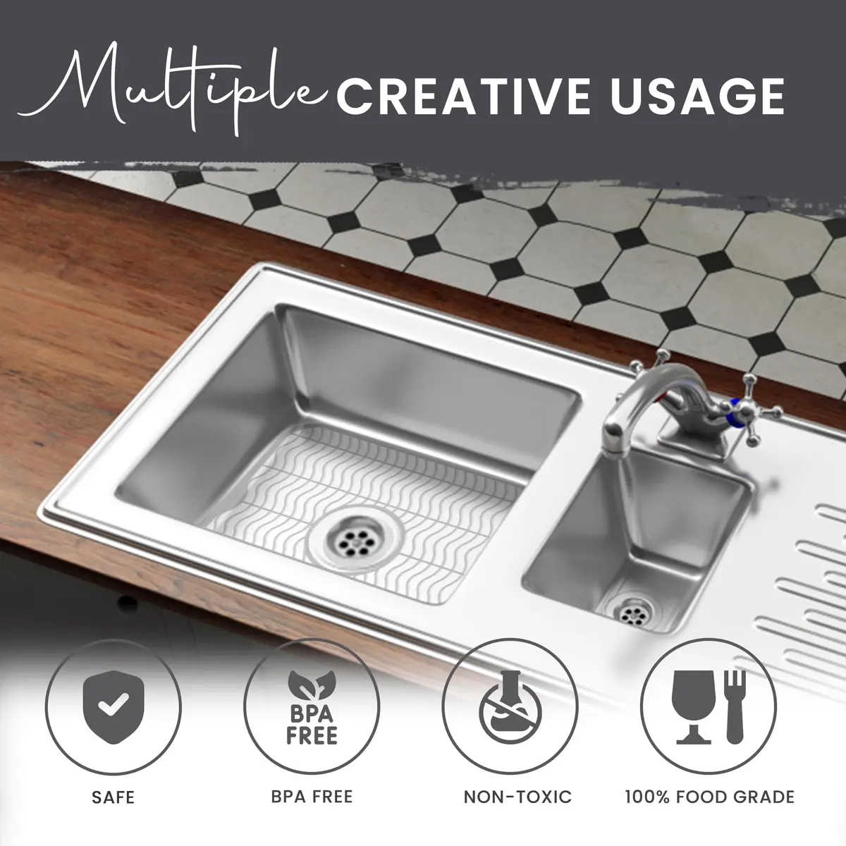 DecorRack Sink Protectors for Kitchen, Plastic 12" x 11" | Protect Sink from Damage & Scratches - view 3