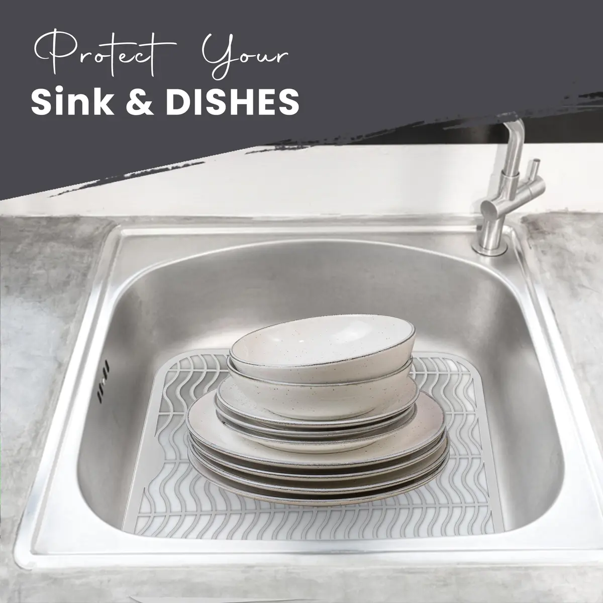 DecorRack Sink Protectors for Kitchen, Plastic 12" x 11" | Protect Sink from Damage & Scratches - view 4