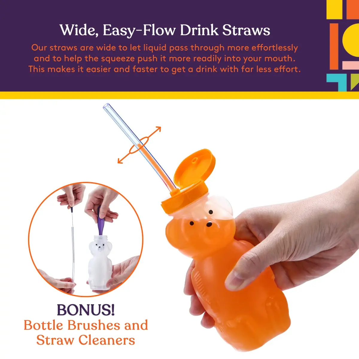 Special Supplies Honey Bear Straw Cup 237ml (8 Fl Oz) | Therapy Assist for Low Suction & Mobility - view 5