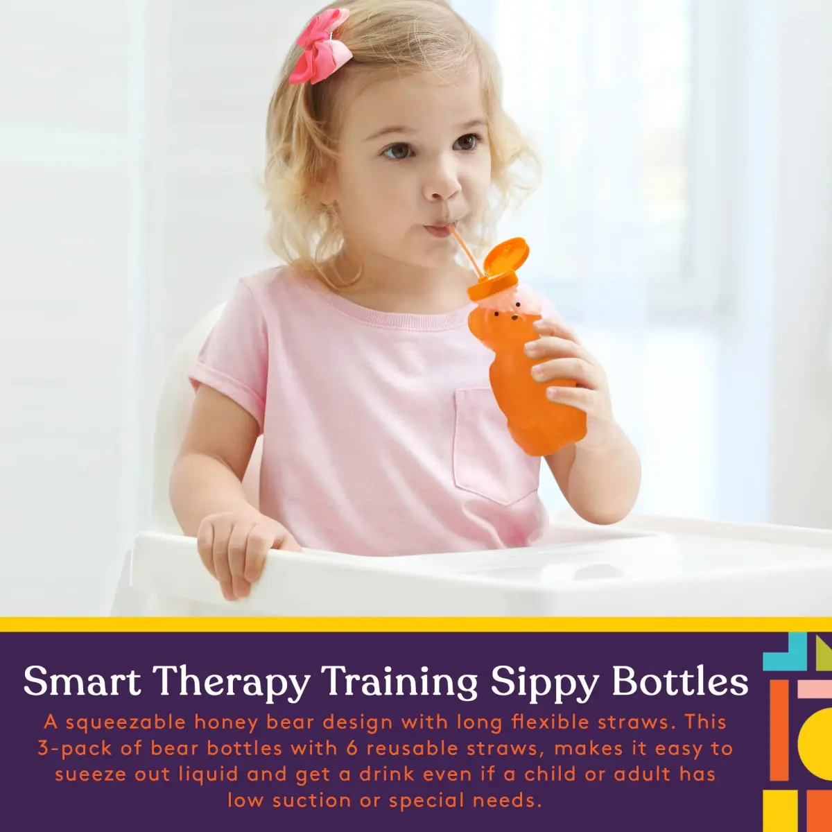 Special Supplies Honey Bear Straw Cup 237ml (8 Fl Oz) | Therapy Assist for Low Suction & Mobility - view 2