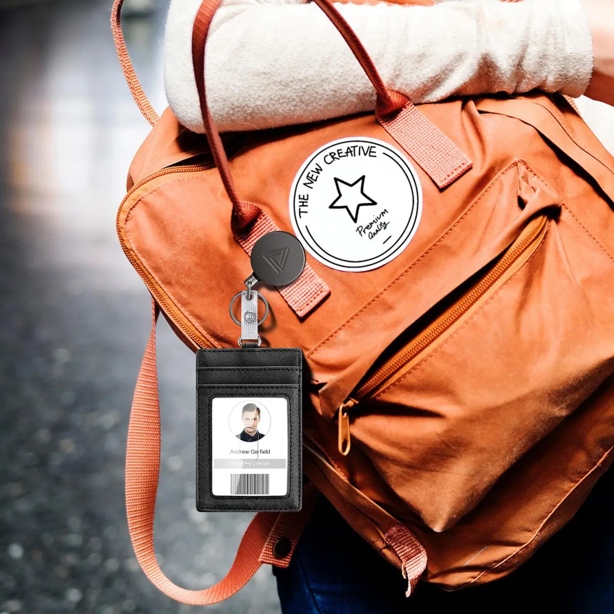 Azrra Retractable Keychain Heavy Duty Badge Holder Reel with 2 ID Holders, Matt Black | Strong Dyneema Cord - view 6