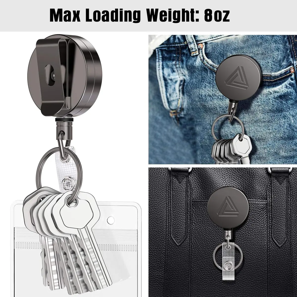 Azrra Heavy Duty Badge Holder Reel with Carabiner & Card Holder, 2 Pack, 30" Retractable Keychain - view 6