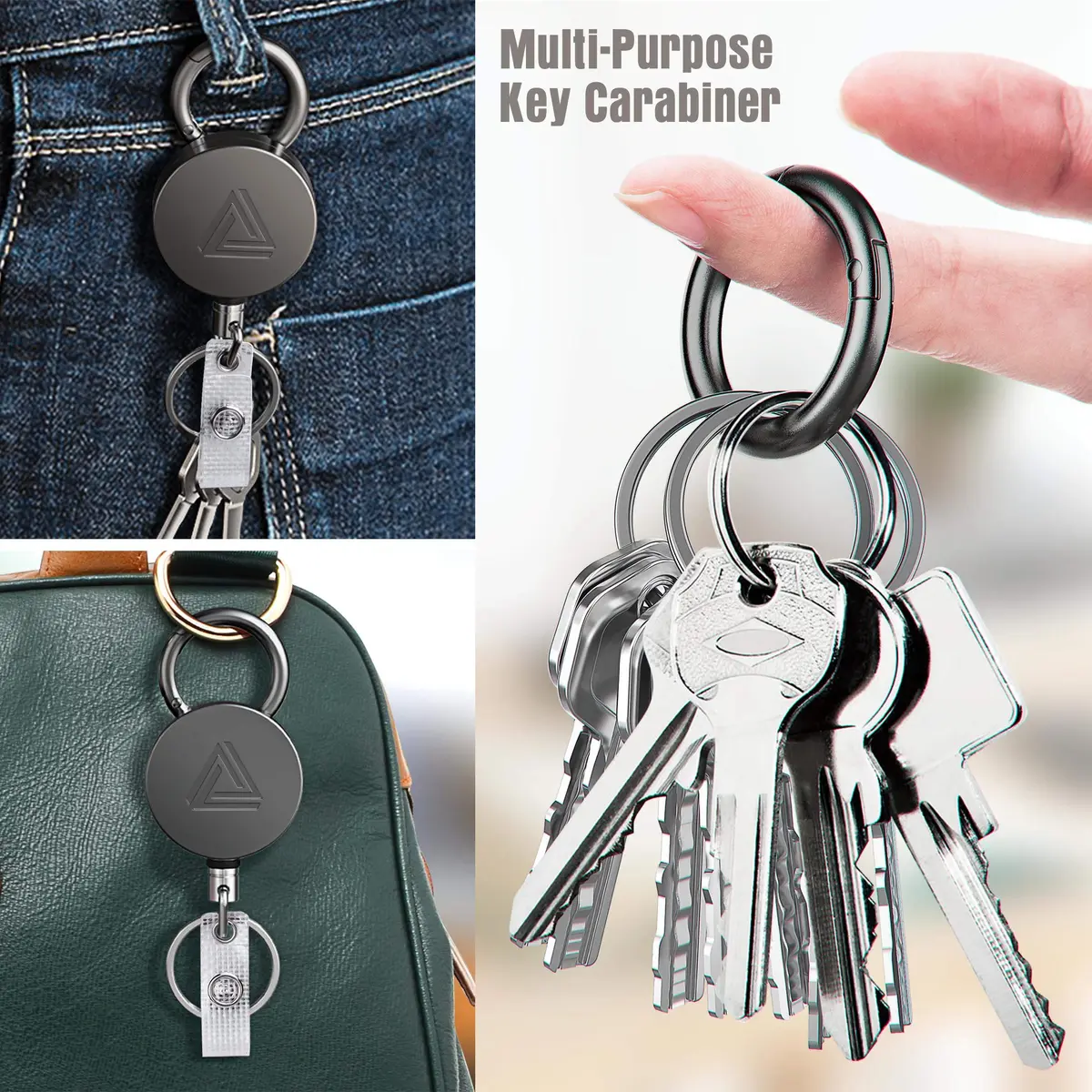 Azrra Heavy Duty Badge Holder Reel with Carabiner & Card Holder, 2 Pack, 30" Retractable Keychain - view 4