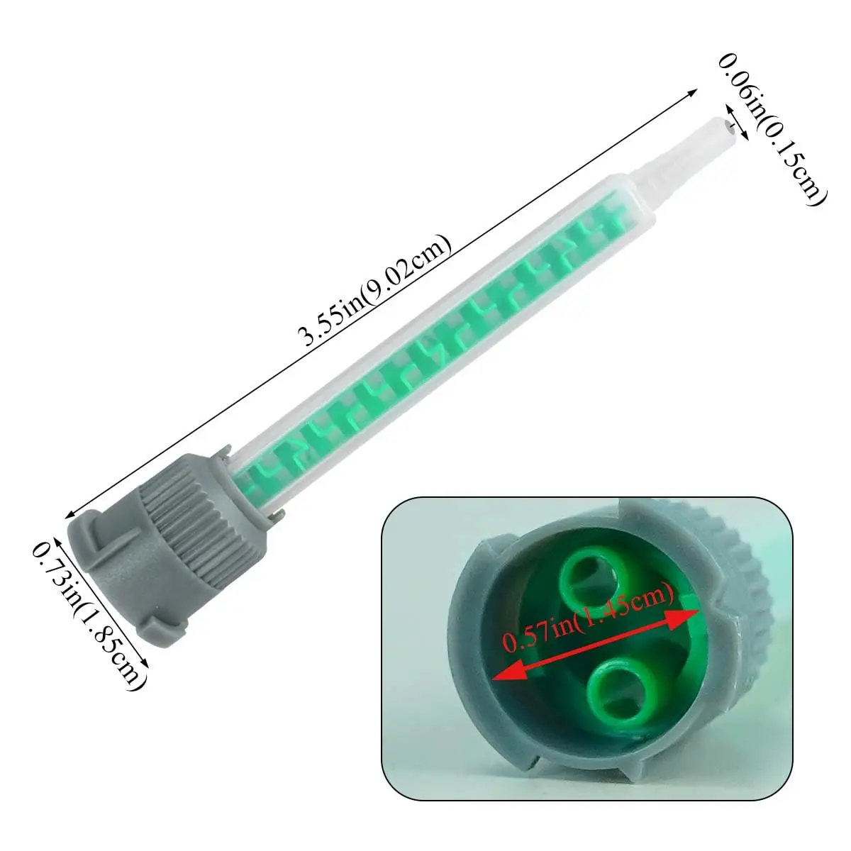 FRIGIIRE Green Static Mixing Nozzles for 50ml Dual-Barrel Cartridges, 91mm (3.6in) | 20-Piece Pack for 1:1 & 2:1 Ratios - view 6