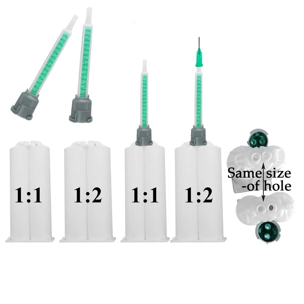 FRIGIIRE Green Static Mixing Nozzles for 50ml Dual-Barrel Cartridges, 91mm (3.6in) | 20-Piece Pack for 1:1 & 2:1 Ratios - view 3